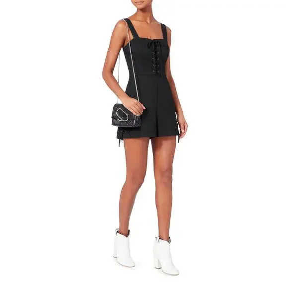 Intermix Jules Lace-Up Romper Black Size 2 - Picture 8 of 8